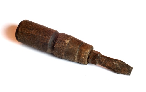 Old, Stubby Screwdriver With Wooden Handle